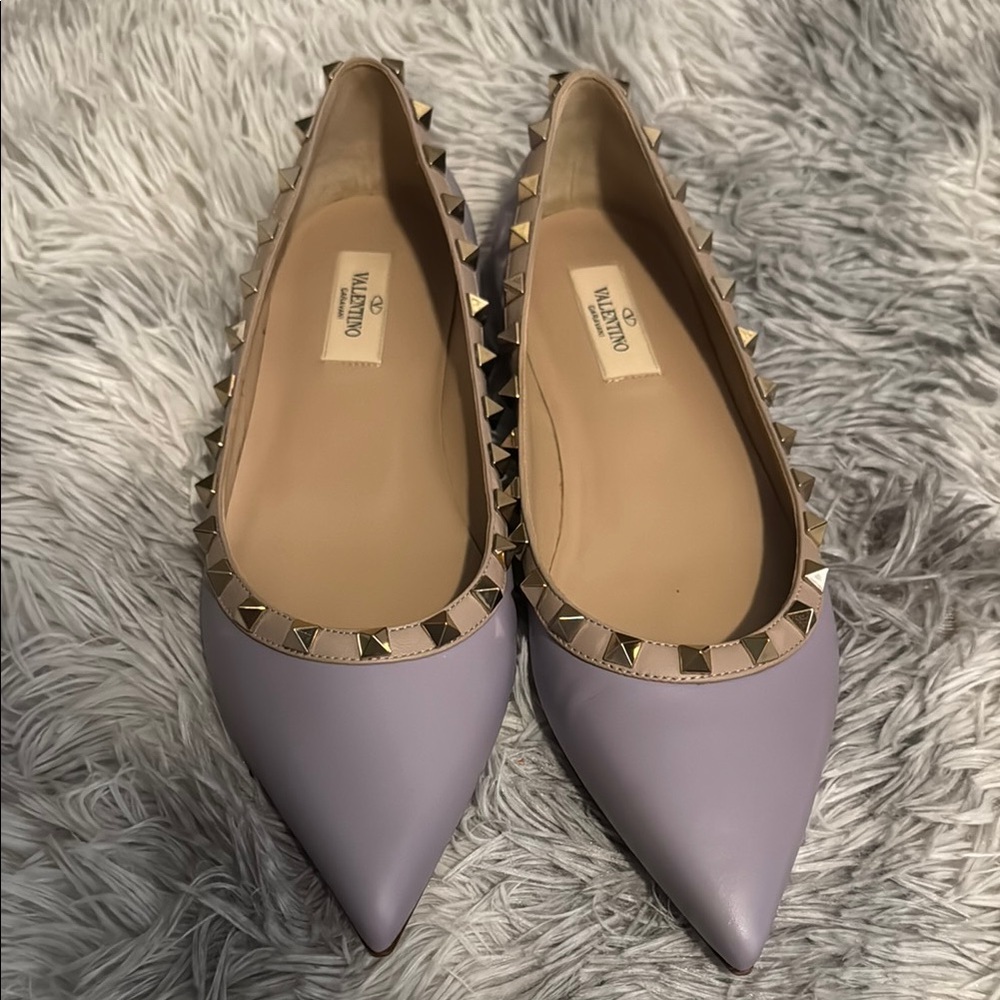 Valentino Lilac Studded Flats size 8 authentic - Picture 9 of 12